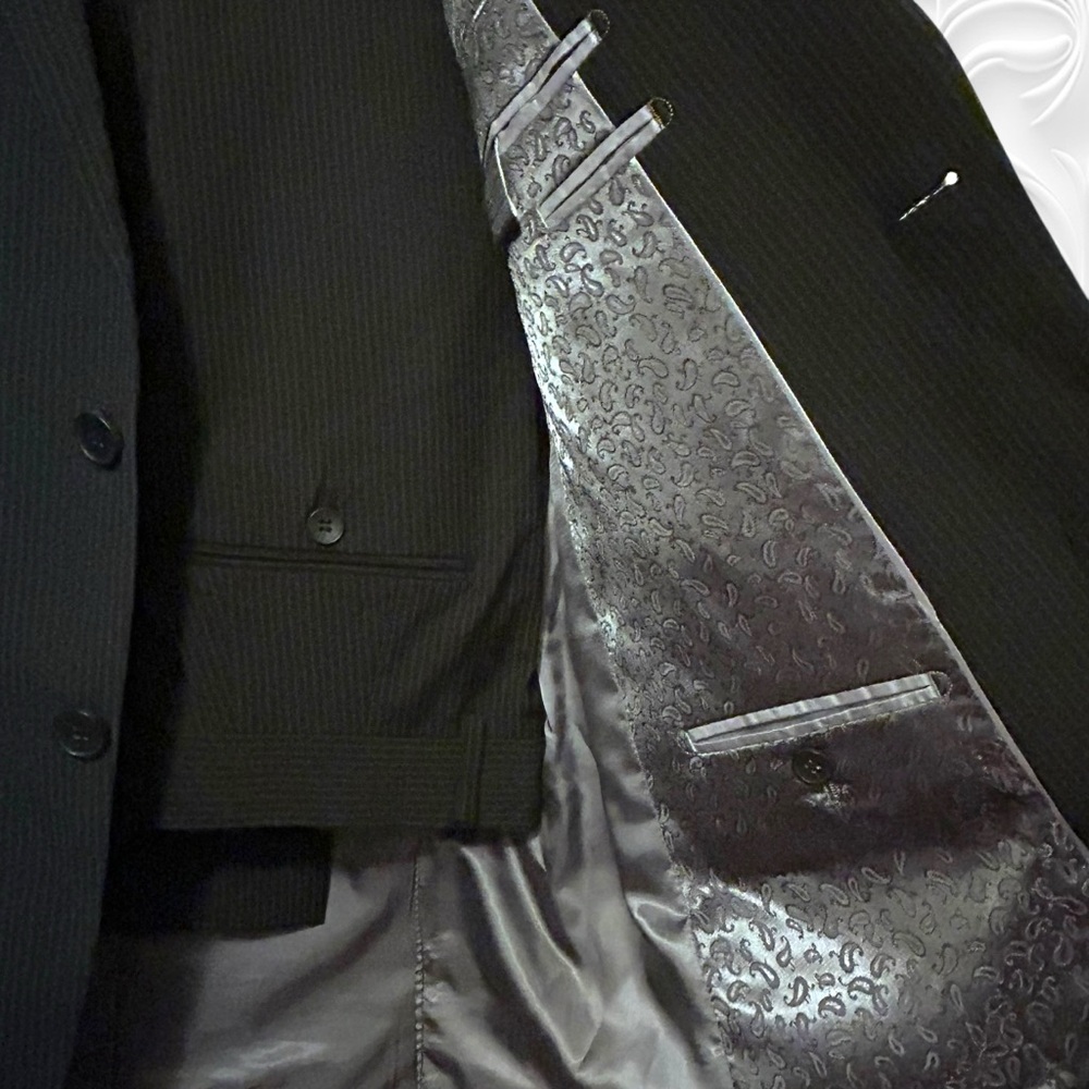 Perry Ellis Portfolio Suit Jacket Pants Slacks Pinstripes 40R - Picture 4 of 15